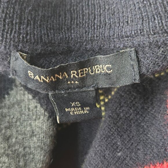 Banana Republic 100% Lambswool Sweater XS Argyle Preppy Retro Y2k Academia Top - Picture 8 of 15
